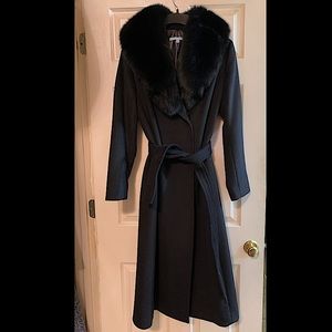 Antonio Melani wool coat with blue fox fur collar